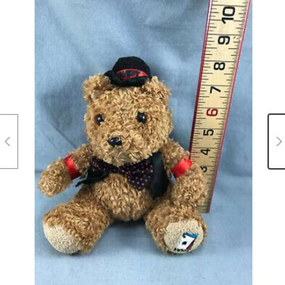 World Poker Tour Hat WPT 8" Cuddly Brown Teddy Bear Curly Plush 2006 Bow Tie - Picture 8 of 12